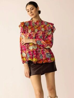 Bohera Chromaflora Highneck Floral Top